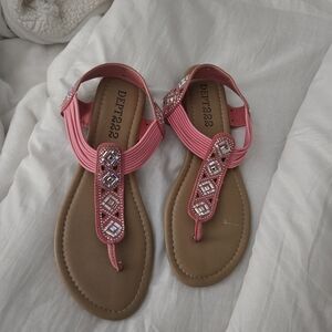 Dept 228 Pink Beaded Women's Sandals